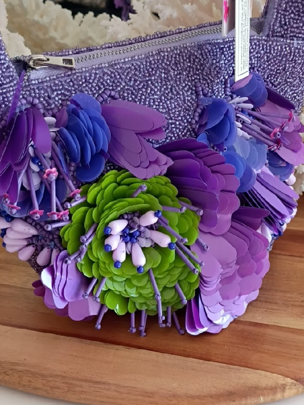 Lavender Floral Beaded Women’s Handbag ❤️NWT❤️ - Picture 3 of 11
